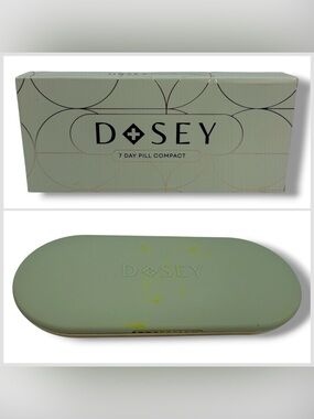 Dosey 7 Day Pill Organizer Compact Travel Case w/ Mirror Sage READ